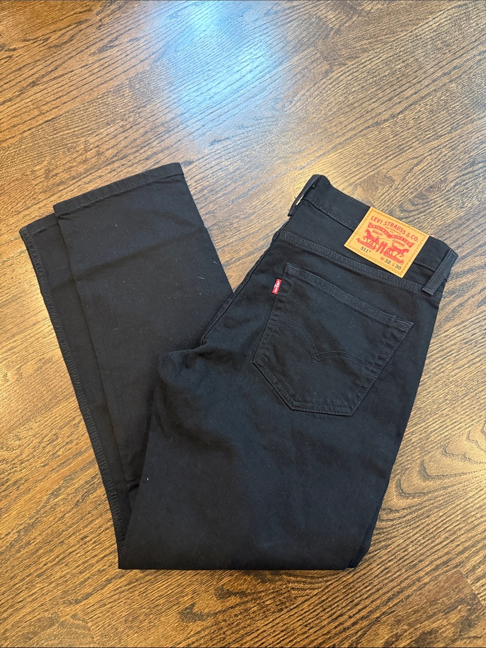 Levi's Men's Black Slim Jeans with Leather Patch 511 skin 32x30